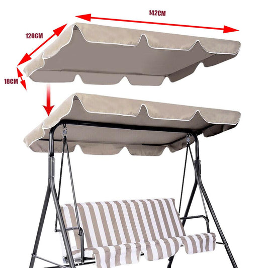 MOWEFLTD Patio Swing Chair Canopy Replacement 2 Seater Waterproof Windproof Rip Proof Garden Hammock Top Cover Outdoor Porch Swing Seat Canopy Cover Arden Furniture Double 142cm L x 120cm W x 18cm H