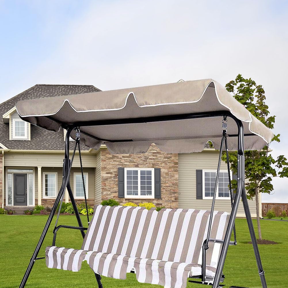 MOWEFLTD Patio Swing Chair Canopy Replacement 2 Seater Waterproof Windproof Rip Proof Garden Hammock Top Cover Outdoor Porch Swing Seat Canopy Cover Arden Furniture Double 142cm L x 120cm W x 18cm H